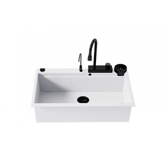 Ένθετος Νεροχύτης Quartz Multi Granite Sanitec 850 Μ79xΠ50cm Λευκό